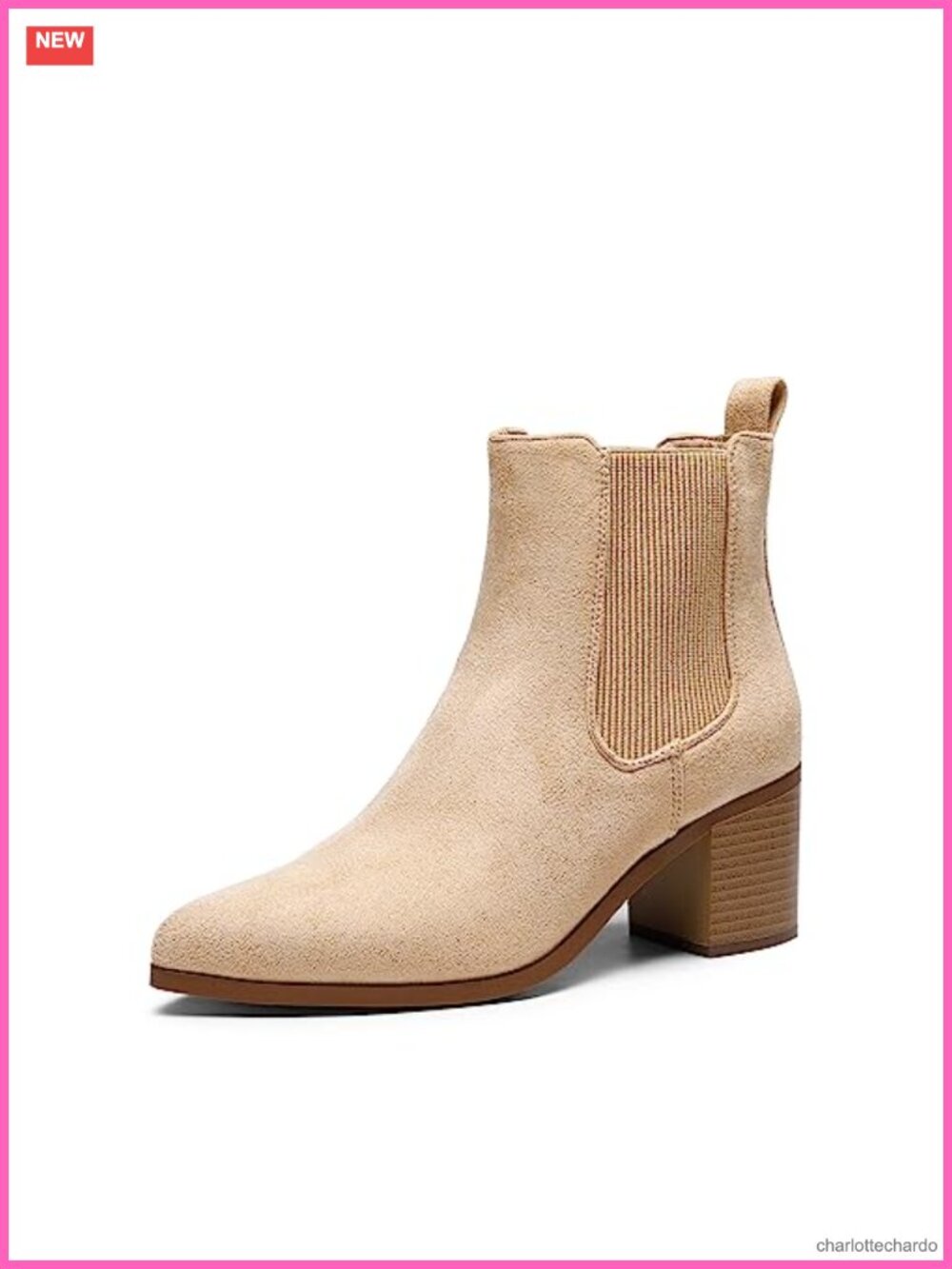 Faux Suede Chelsea Ankle Boots with Low Chunky Heel Pointed Toe Women's